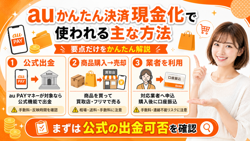 auかんたん決済現金化に使われる主な方法