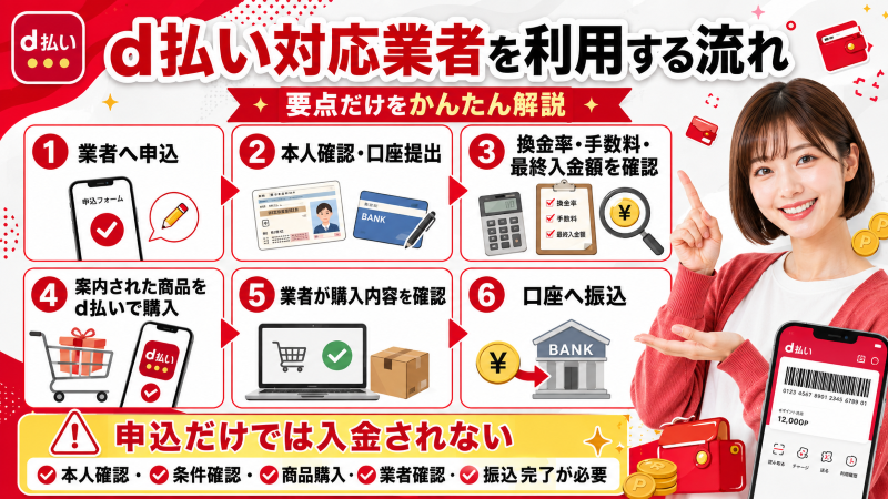 d払い現金化対応業者を利用する流れ