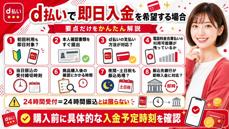 d払い現金化で即日入金を希望する場合