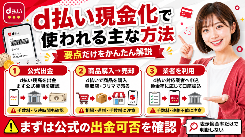 d払い現金化で使われる主な方法