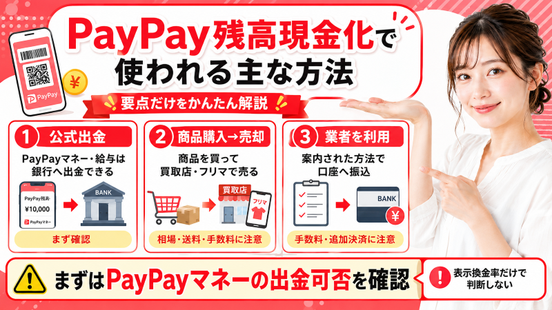 PayPay残高現金化で使われる方法