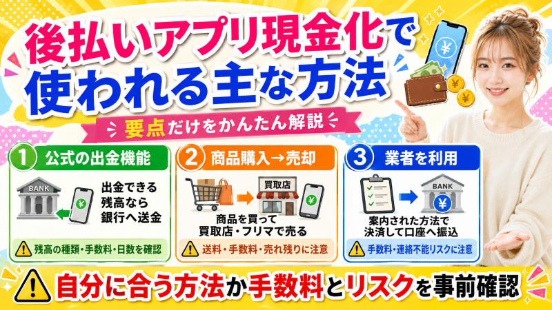 後払いアプリ現金化で使われる主な方法